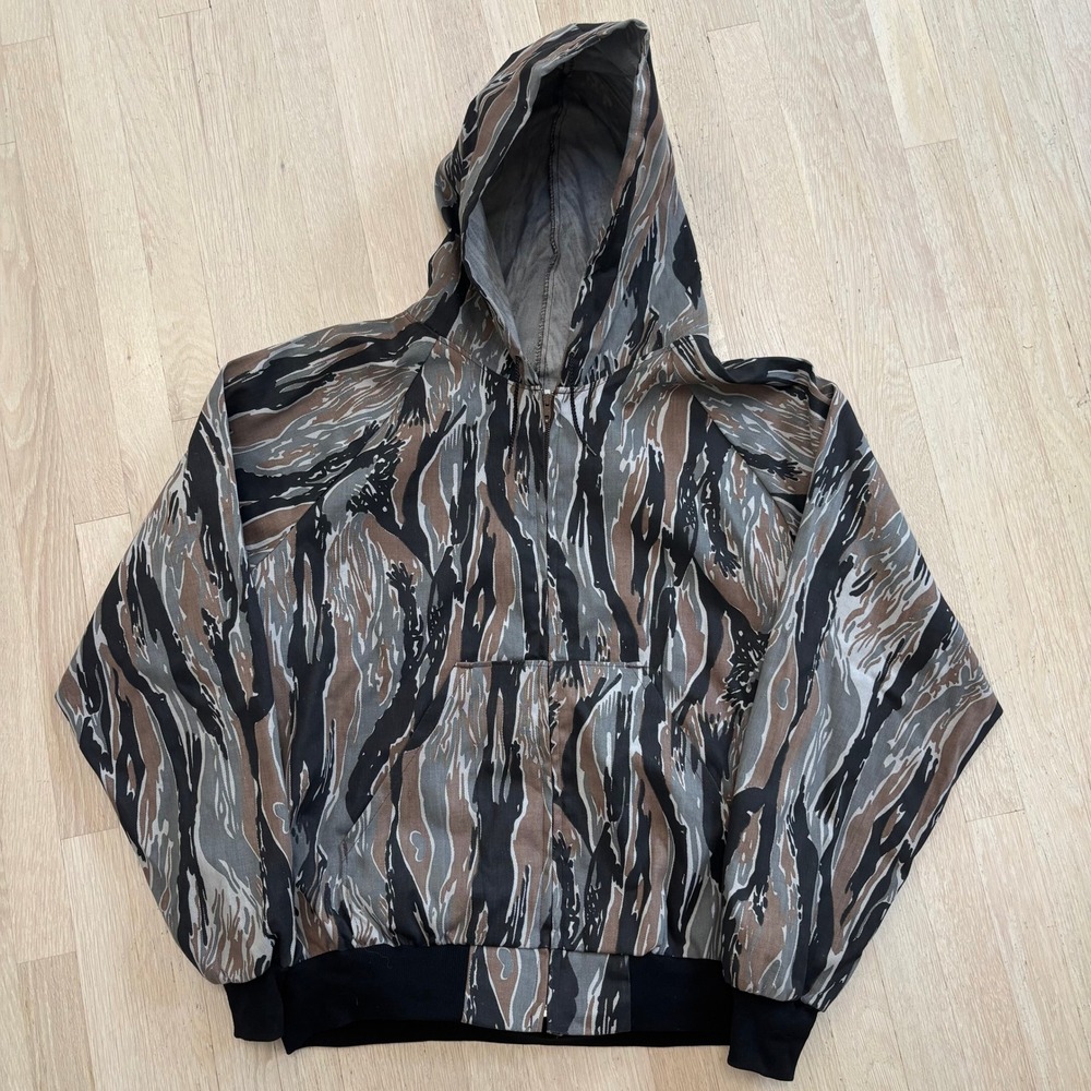 Clarkfield Outdoors 2 Piece Set Mens XL Tiger Stripe Camo Hoodie Pants USA GUC